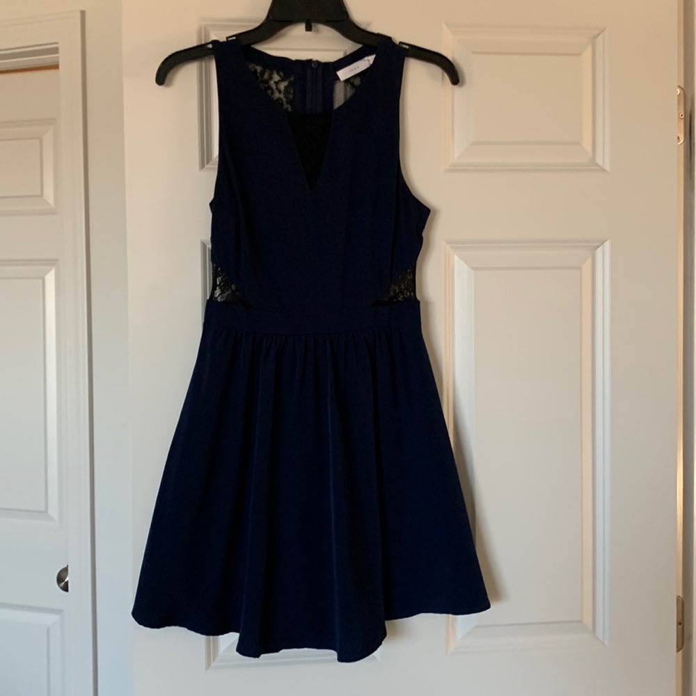 Nordstrom Lush navy blue and black cut out dress
